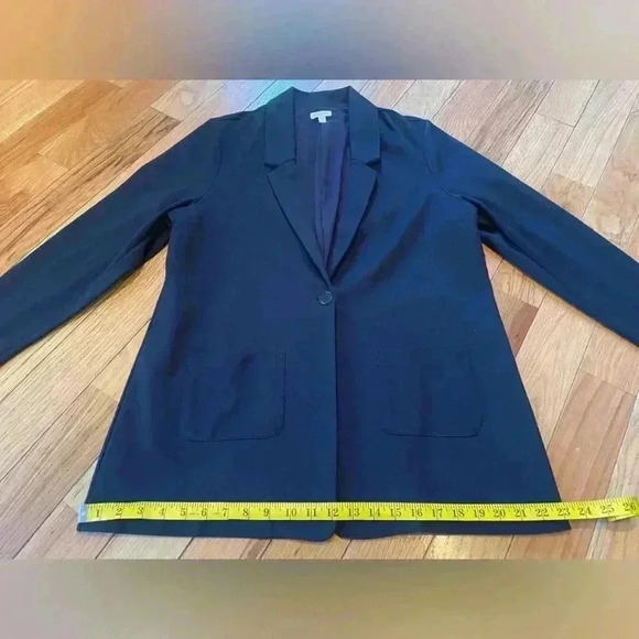 Garnet Hill Navy Blue Wool Blend Stretch Knit Blazer Jacket Women’s Size 14 - Picture 10 of 12